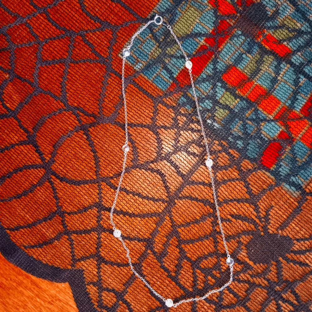QVC Diamonique sterling silver station necklace 18" long 2.35 cttw